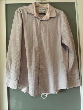 Henri James Men's Long Sleeve Check Dress Shirt - Light Pink/White 349